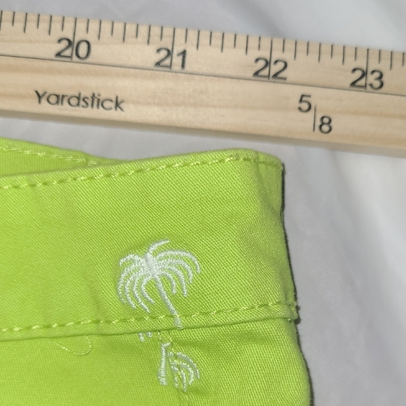 Bright Green Cropped Pants with Embroidered Palm Tree Pattern Slimming NWT - Picture 7 of 12